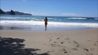 Perfect Body Beach Nude with Big Tits and Pink Nipples