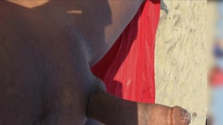 Big Dick Stud Flaunting Erect Cock and Jerking Off on Haulover Nude Beach