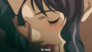 Busty Hentai Woman Gives Blowjob to Lover