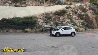 Classy Granny Gets Fucked by Young Spanish Stud After Car Trouble